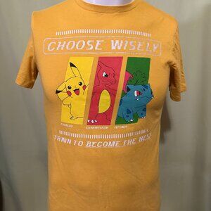 Pokémon Pikachu Charmeleon Ivysaur Old Navy Youth Yellow T Shirt Size XL 14-16